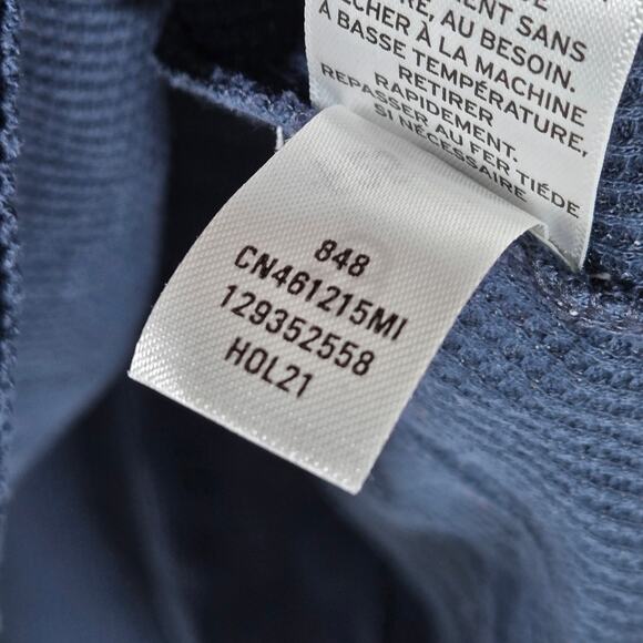 Caslon Notch‎ V-Neck Organic Cotton Thermal Waffle Top Navy Indigo L NWT - Picture 6 of 7